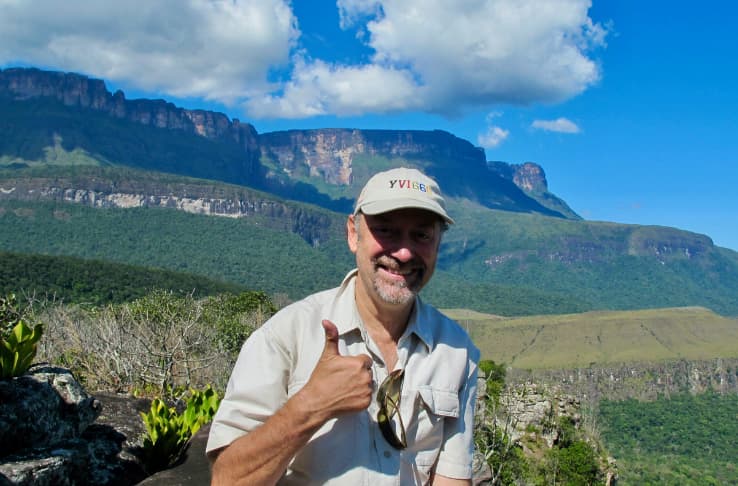 Paul Stanley in front of the Angel Falls in Venezuela