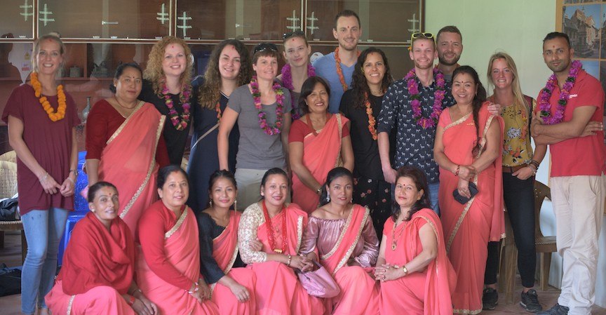 Travellers and local hosts, Panauti Community Homestay